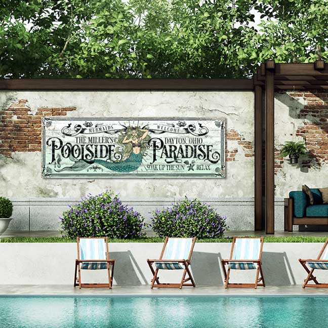 Mermaid Pool and Patio Sign - Mermaids Welcome!