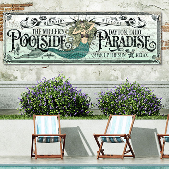 Mermaid Pool and Patio Sign - Mermaids Welcome!
