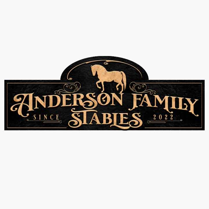 Stable Signs in gold and Black