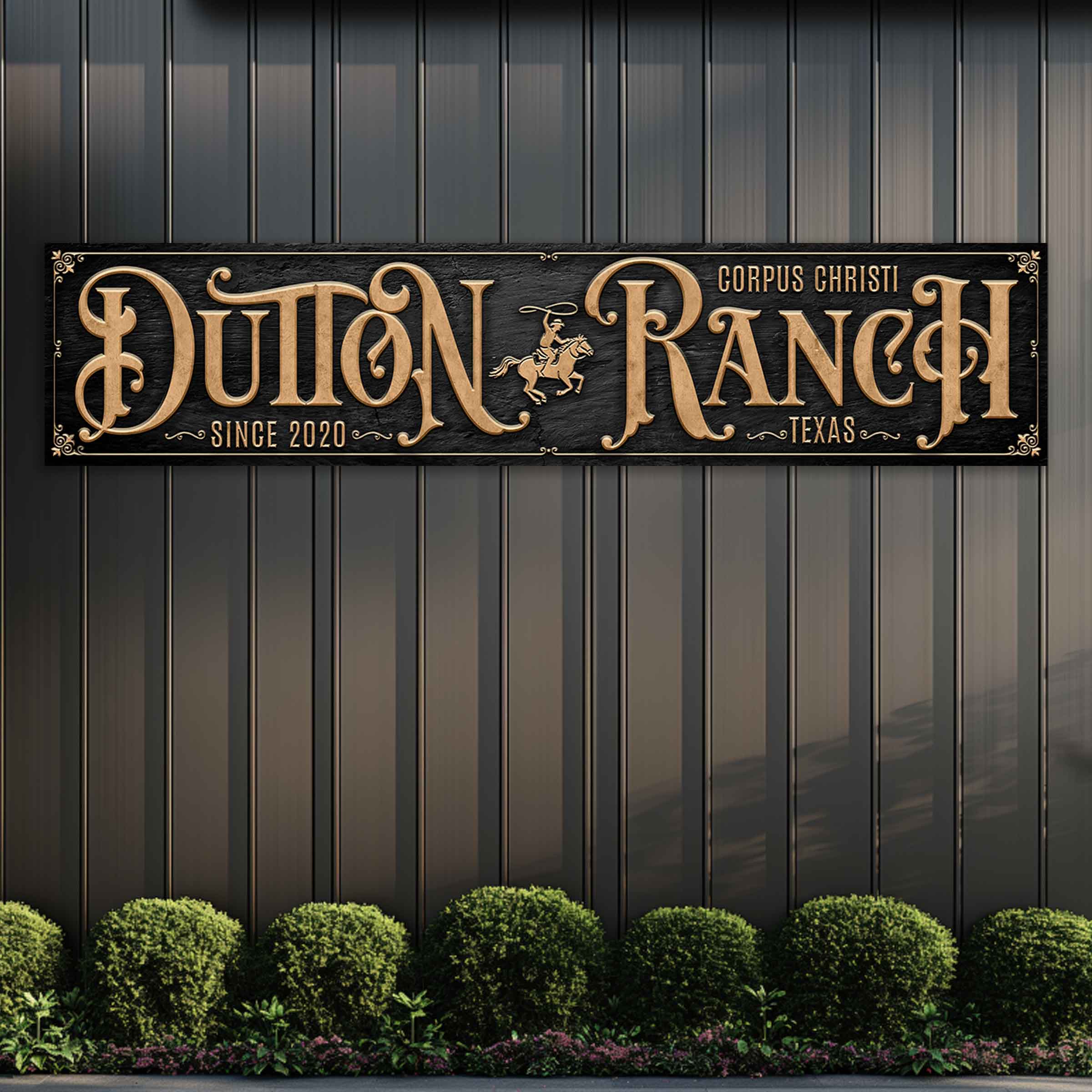 cattle ranch signs in gold and black on textured background personalized.