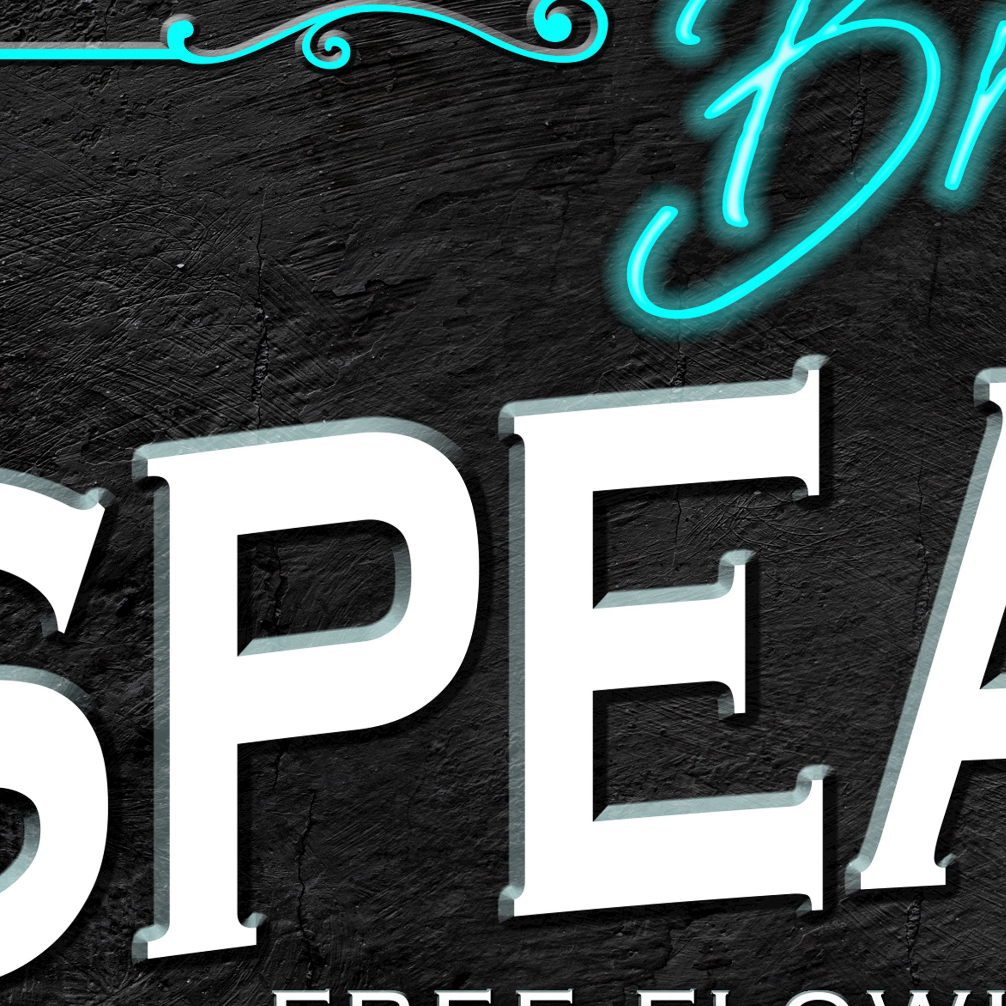 Speakeasy Bar & Lounge Sign with Neon Light Effect Zoomed In View