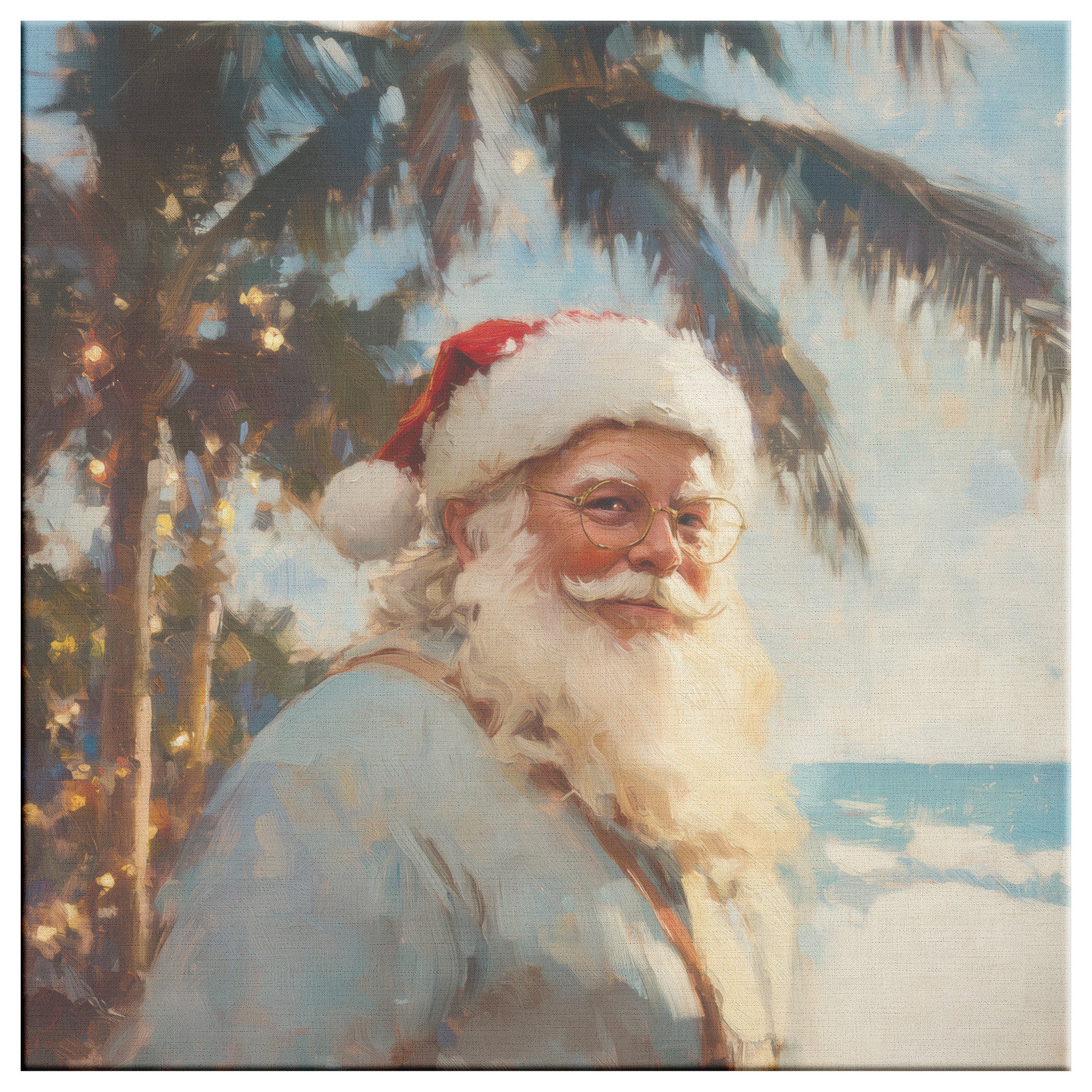 Coastal Santa hanging out in the palm trees
