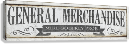 general merchandise sign on vintage background with family name