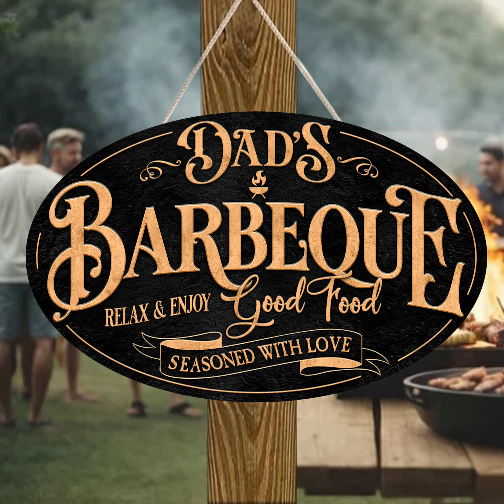 Dad's Grilling Haven: The Metal BBQ Sign For DaD