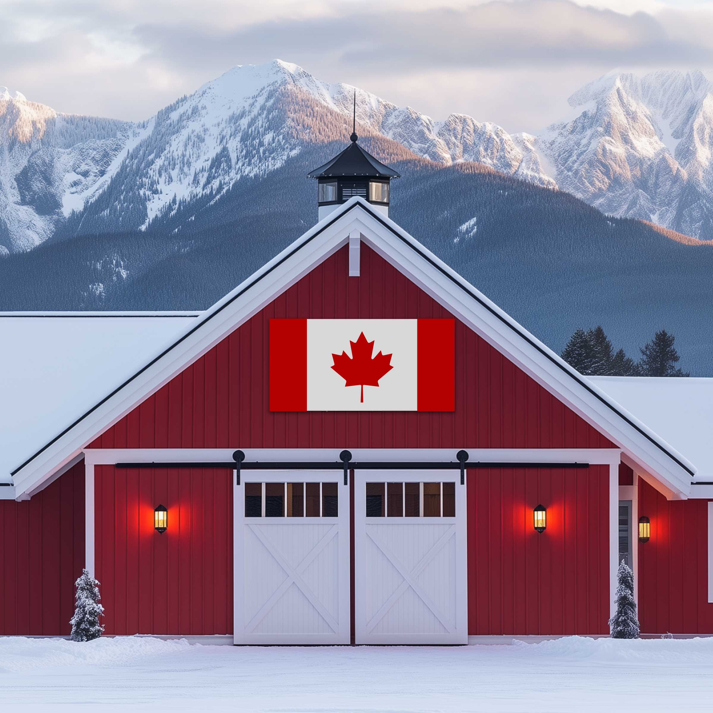 metal canadian flags for large barn and buildings