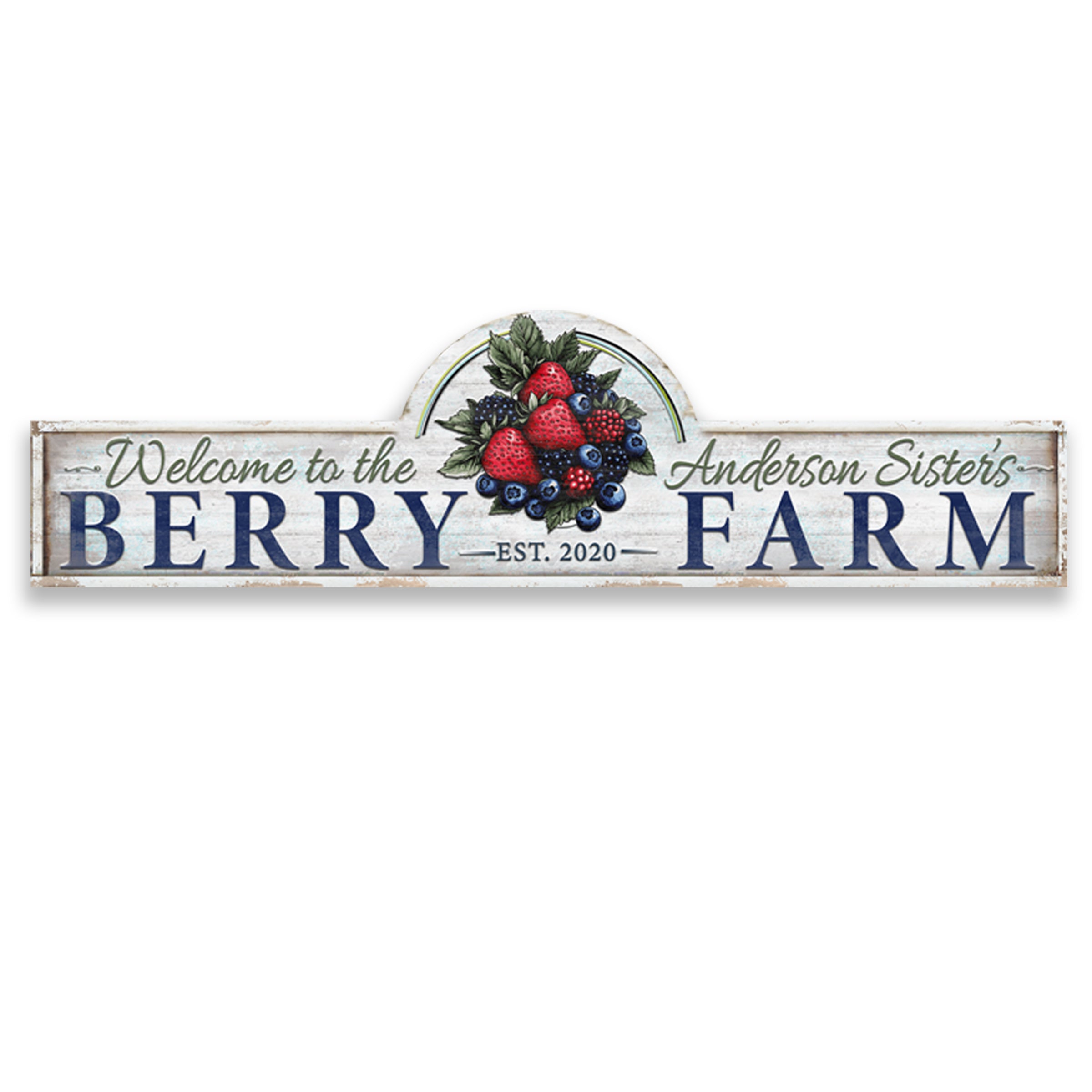 personalized farm entrance sign for a berry farm.