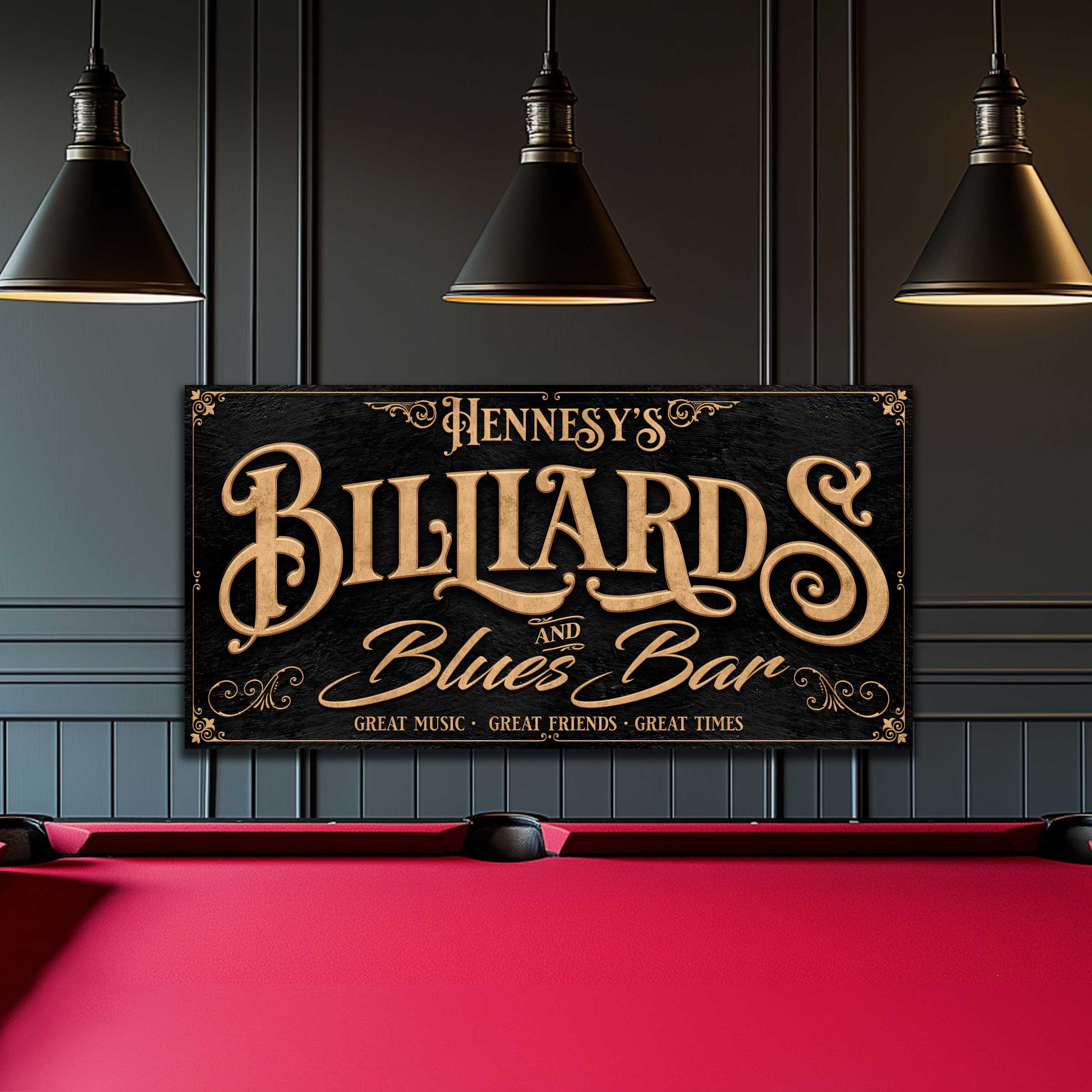 Billiards Sign and blues bar sign.