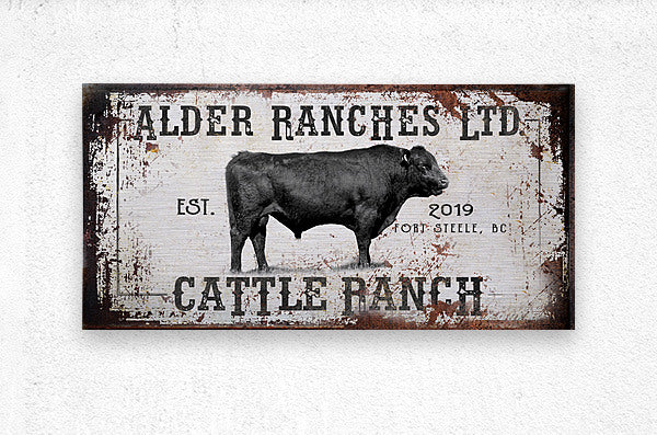 tailored canvases cattle ranch sign of a bull on a distress metal sign