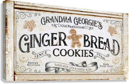 Christmas Wall Decor Sign personalized Gingerbread Cookies with distress frame and the words Grandmas's Gingerbread cookies