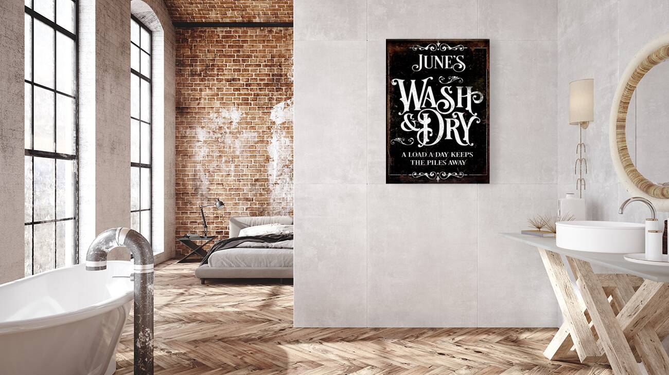 Laundry Room Decor Signs Wash & Dry Personalized