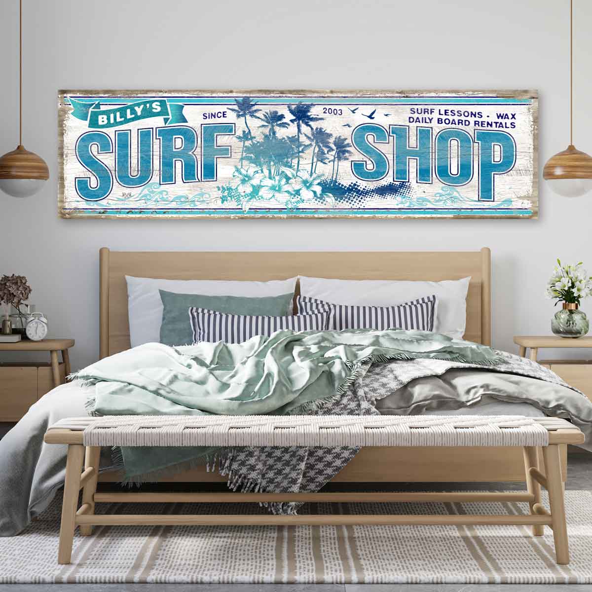 Vintage Style \"Warning High Surf\" Tin Sign - 8x11 Inch, Rustic Beach House Decor