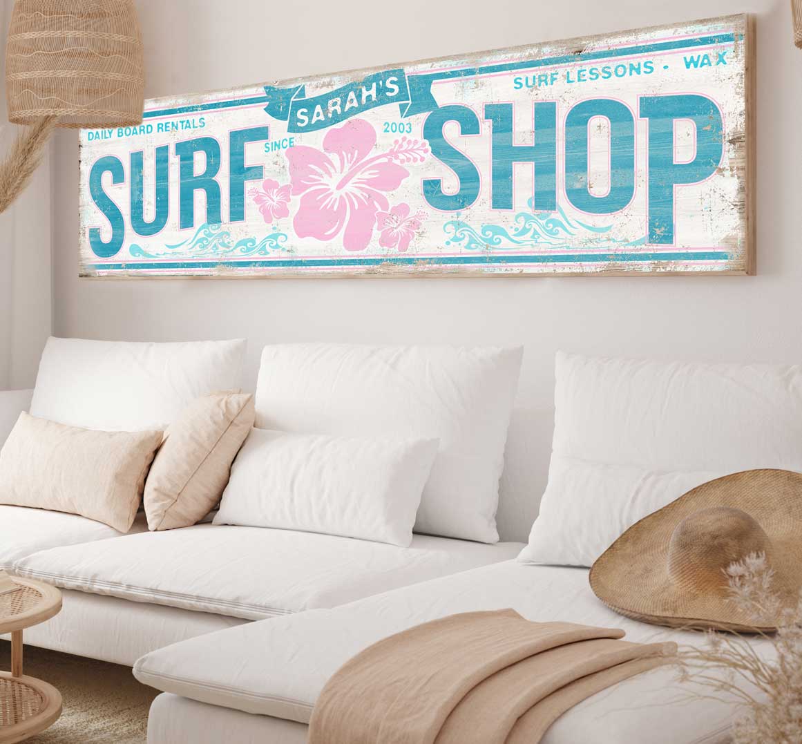 This serene view of the waves washing up on this beach house sign is the perfect way to say Welcome to our home. Our metal beach house signs are perfect for the outdoor weather and can be displayed anywhere.