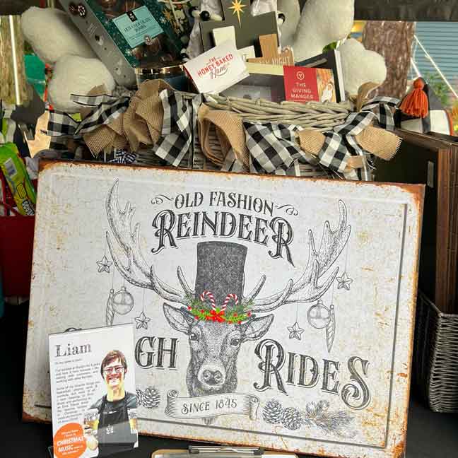 Brody B Cafe Fundraiser Old Fashion Reindeer Sleigh Ride Sign
