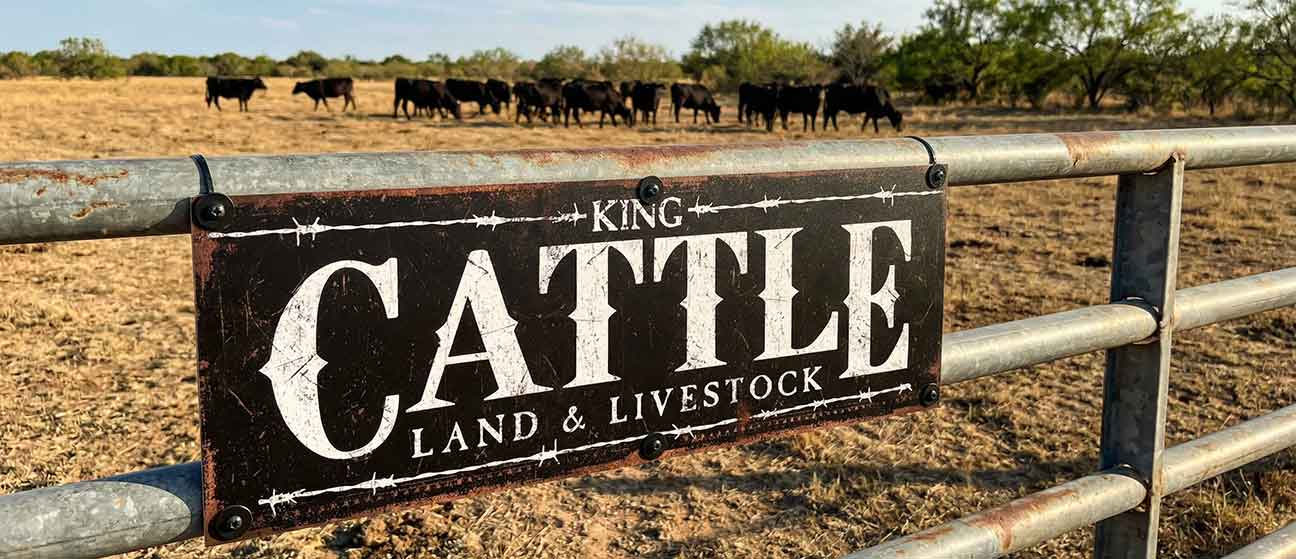 Ranch Entrance Sign - Farm Sign on the post of a metal tubed fence.