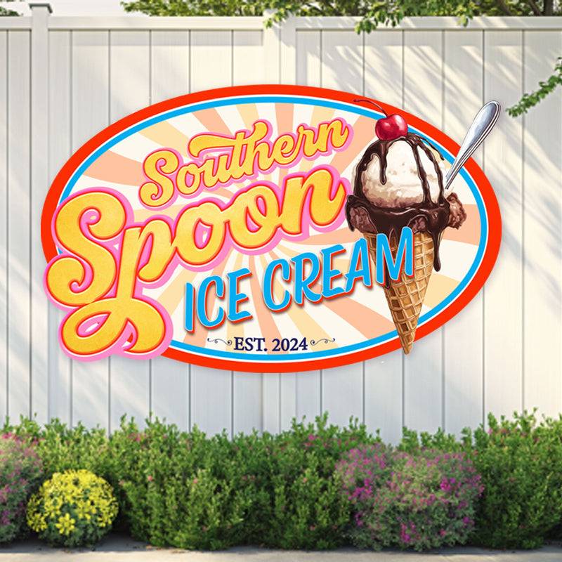 Business logo sign for a ice cream shop