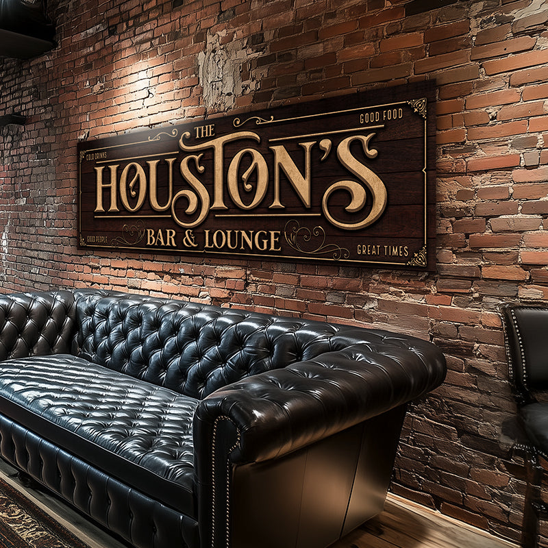 canvas bar signs on wood background with gold texture by Tailor Made Rooms