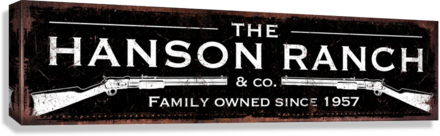 Metal Barn Sign and Ranch sign in distressed black with white print and guns