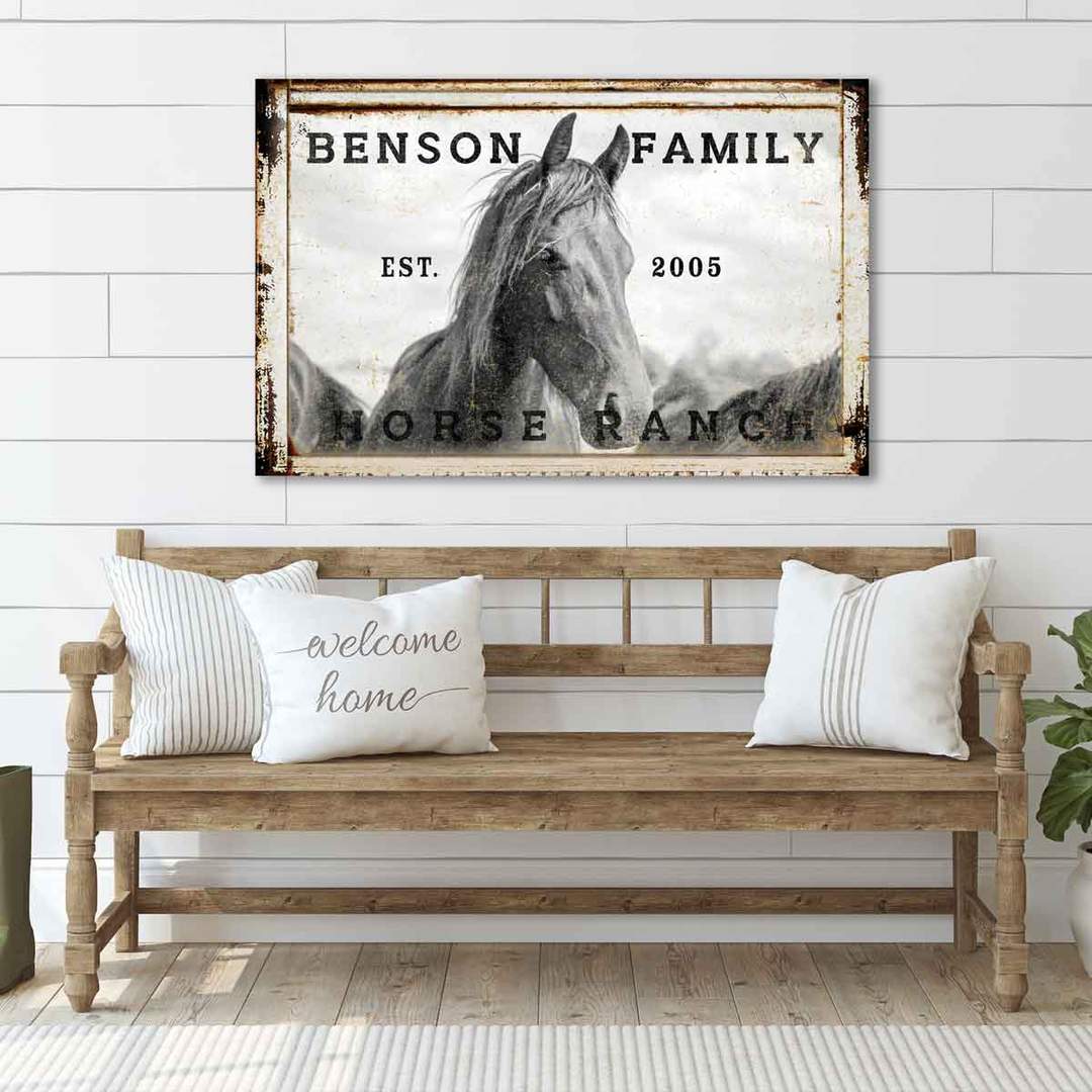 Equine decor with a horse and family name with est. date