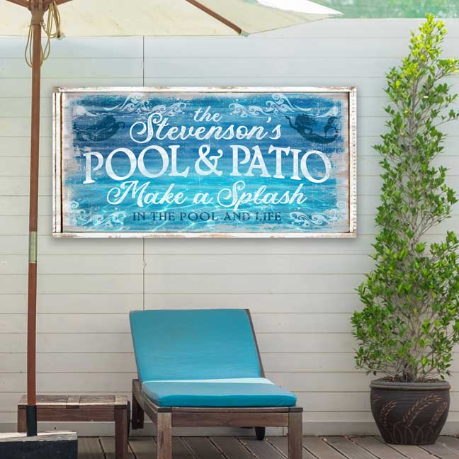 Personalized Pool and Patio Sign Make a Splash