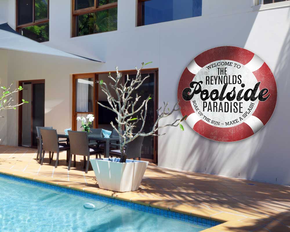 Personalized Poolside Paradise Sign - Swim Ring