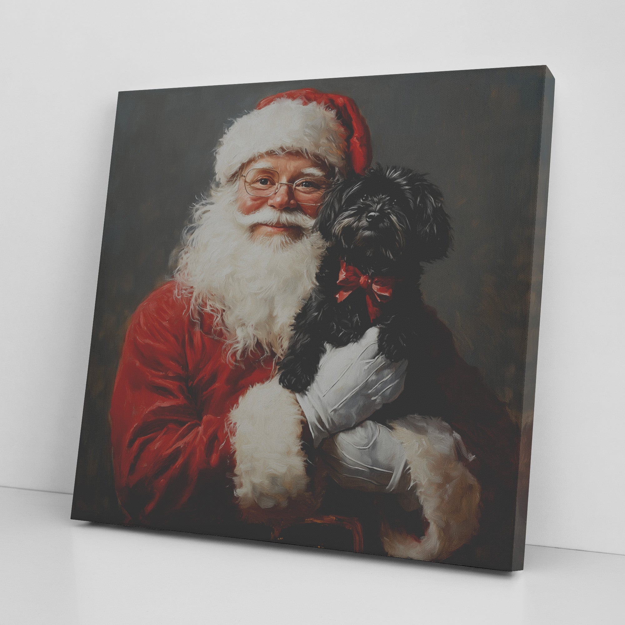 Santa Print with Cock-a-poo Puppy