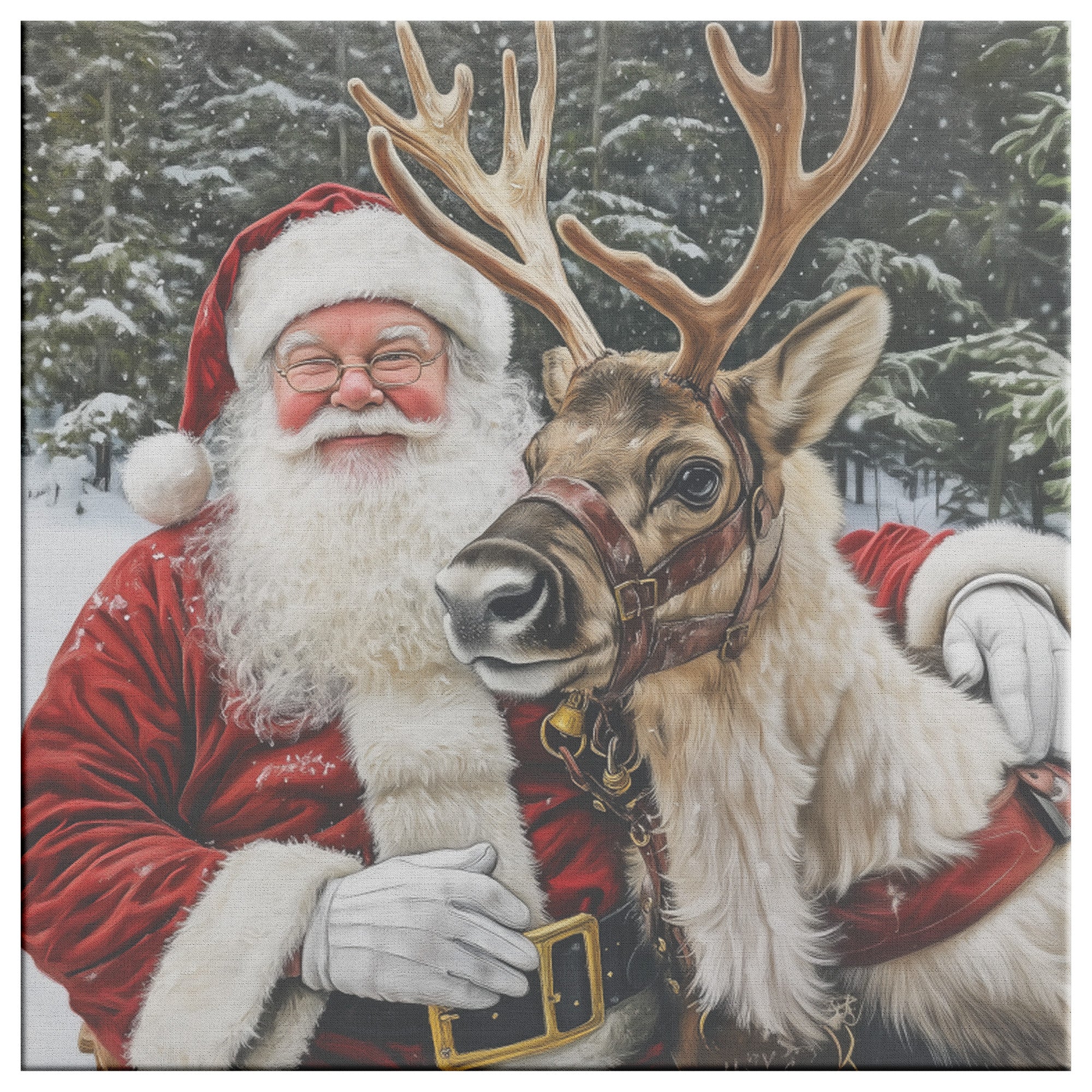 Santa Art with Reindeer