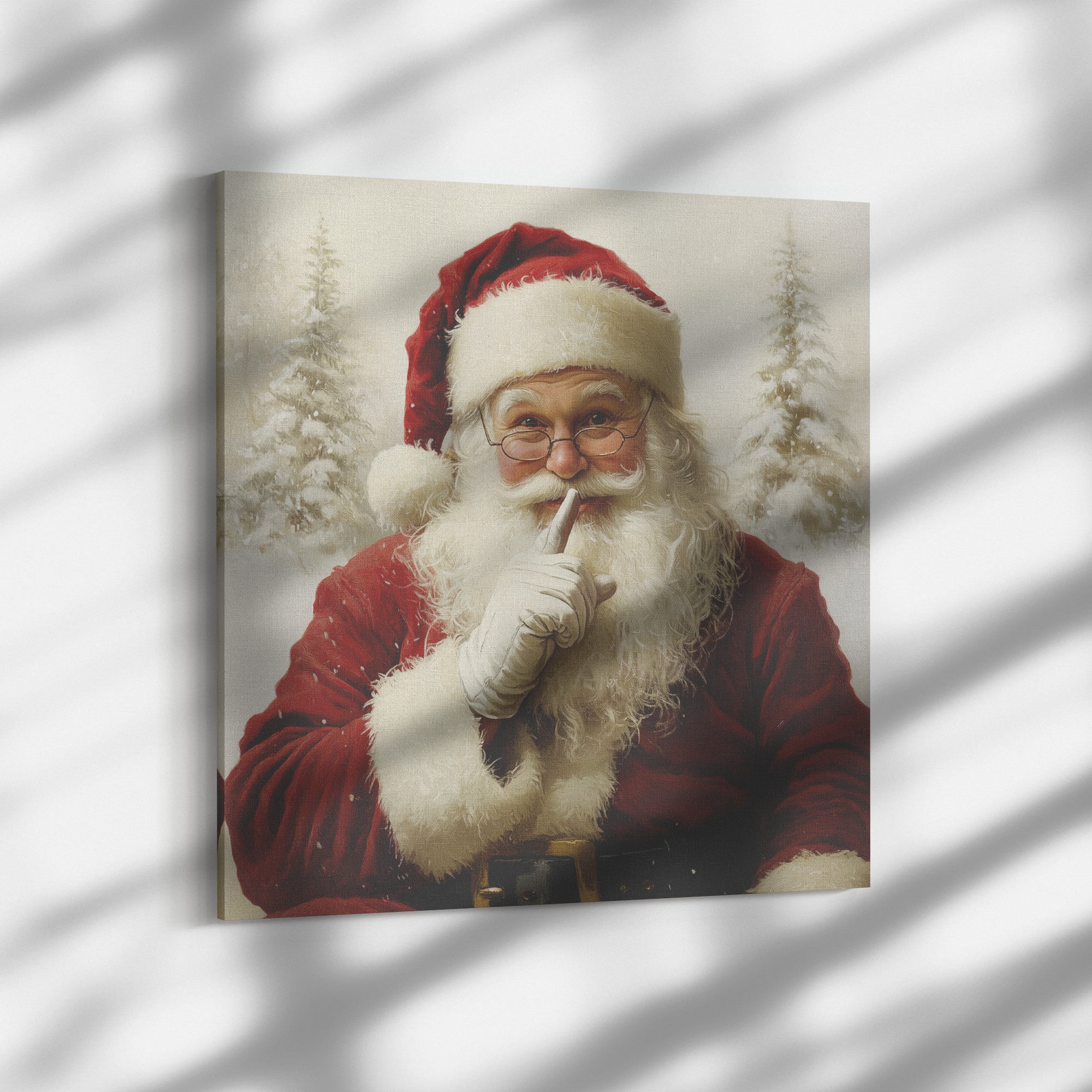 Vintage Santa Canvas Wall Art – Shhhh #2