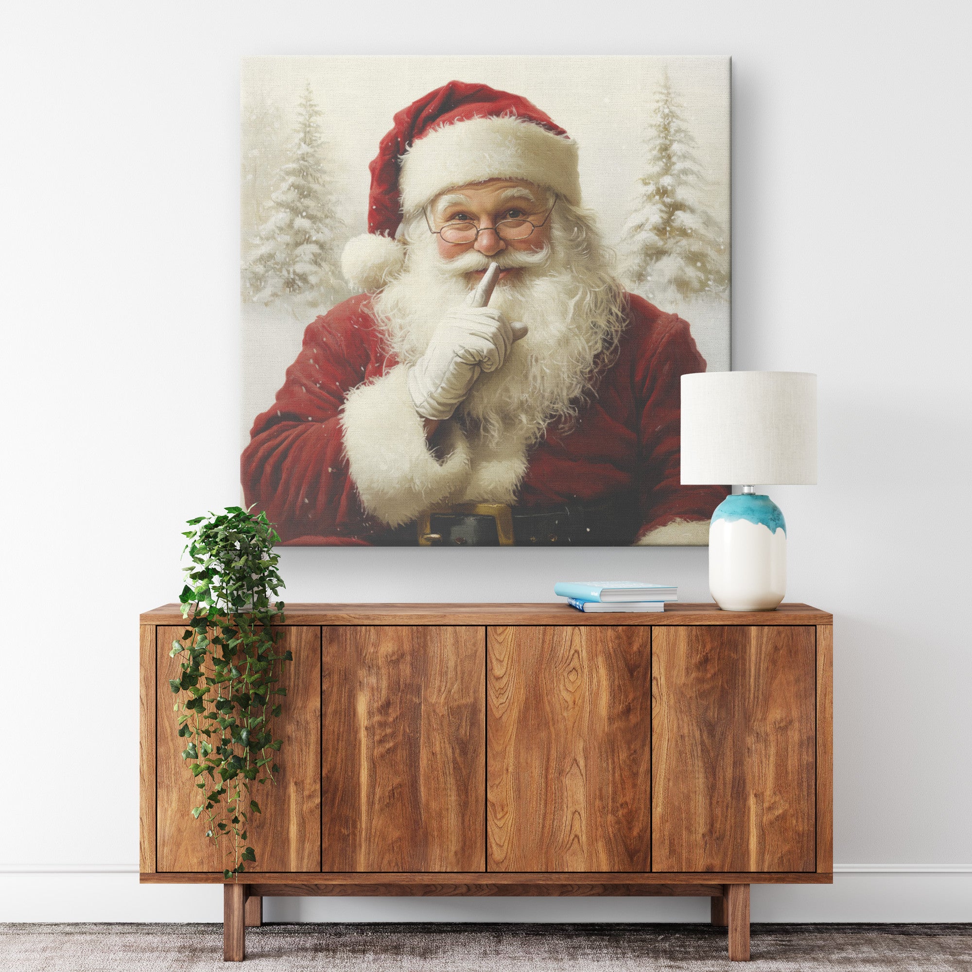 Vintage Santa Canvas Wall Art – Shhhh #2