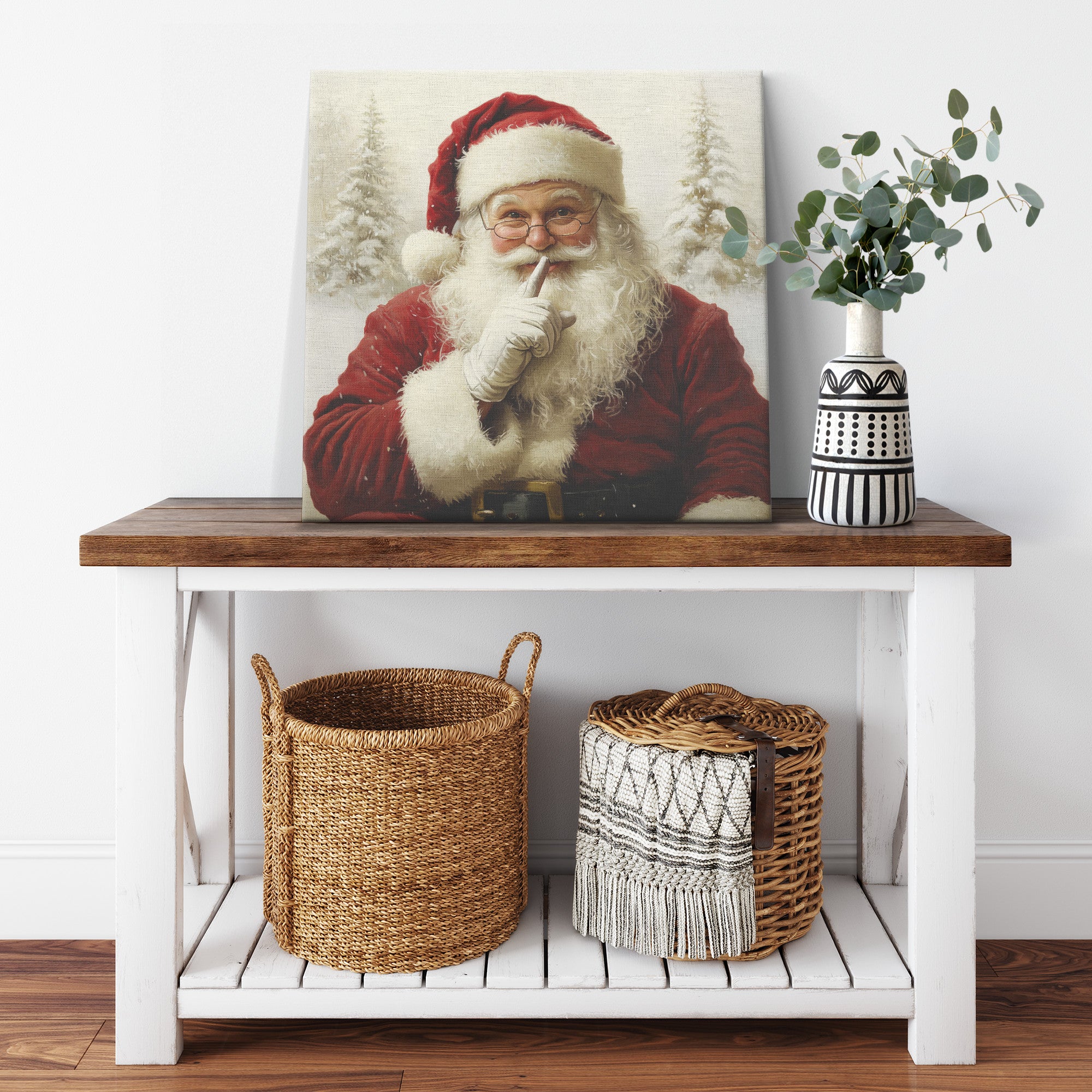 Vintage Santa Canvas Wall Art – Shhhh #2