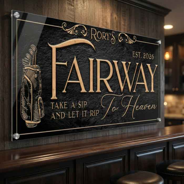 Fairway to Heaven Golf Sign | Personalized Golf Room Decor Metal Sign