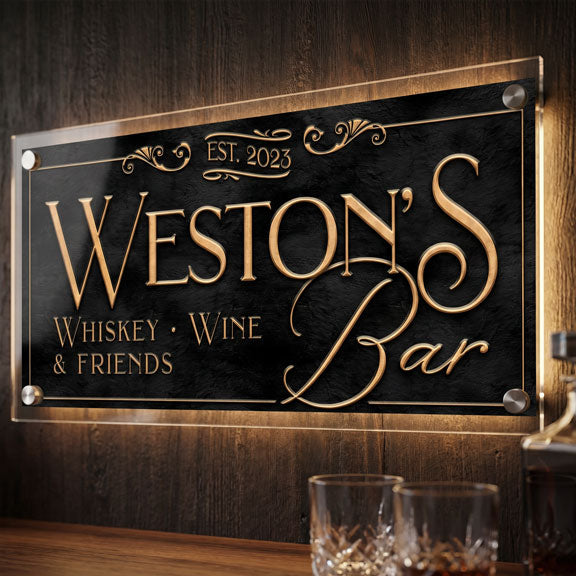 back lit bar signs made of acrylic