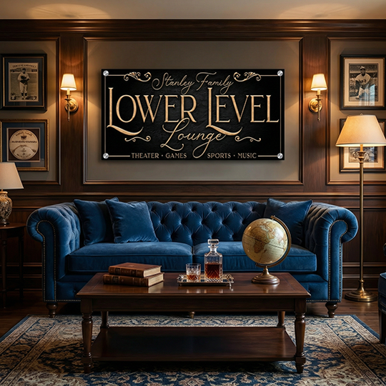 Personalized Lower Level Lounge Sign | Custom Bar Signs | Bar Decor ...