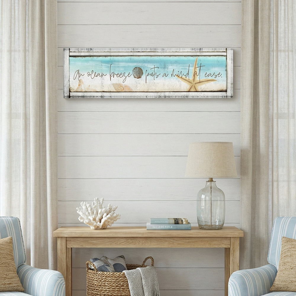 beach house wall decor in a white and neutral setting