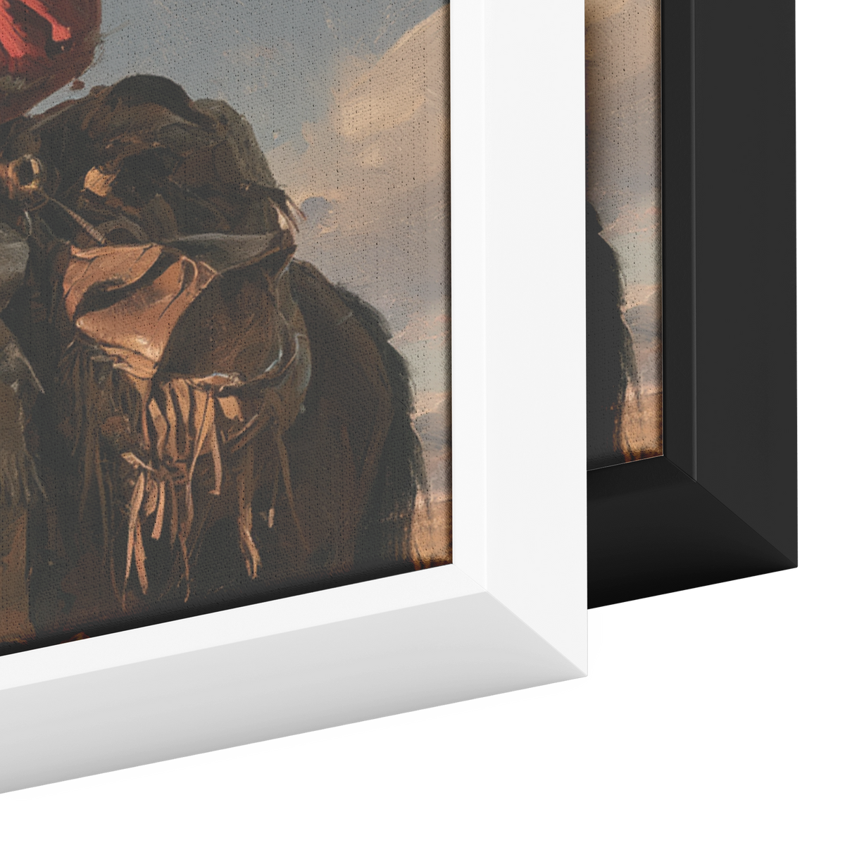 Western Santa sunset ride canvas frame color options