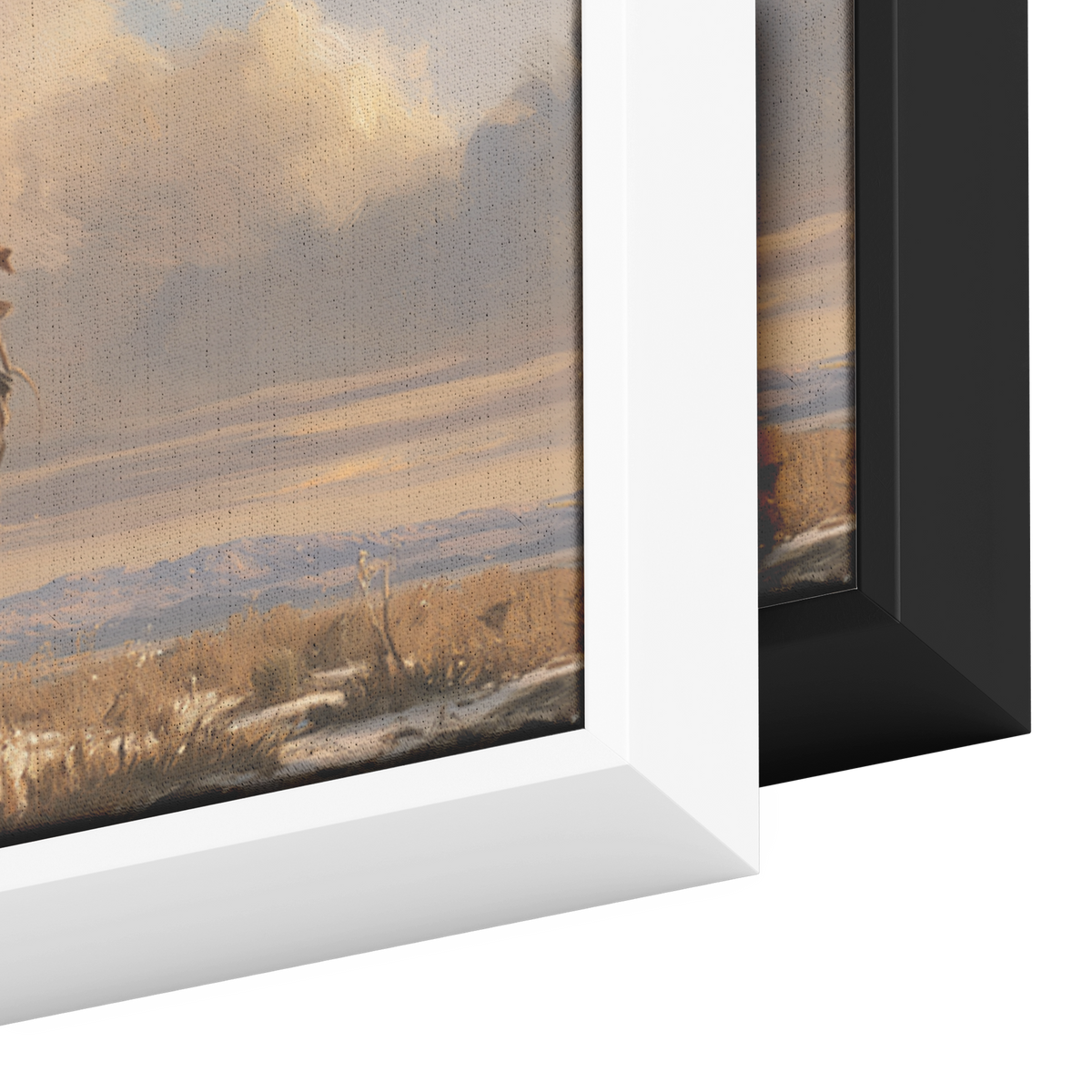 Cowboy Santa walking home canvas frame color options