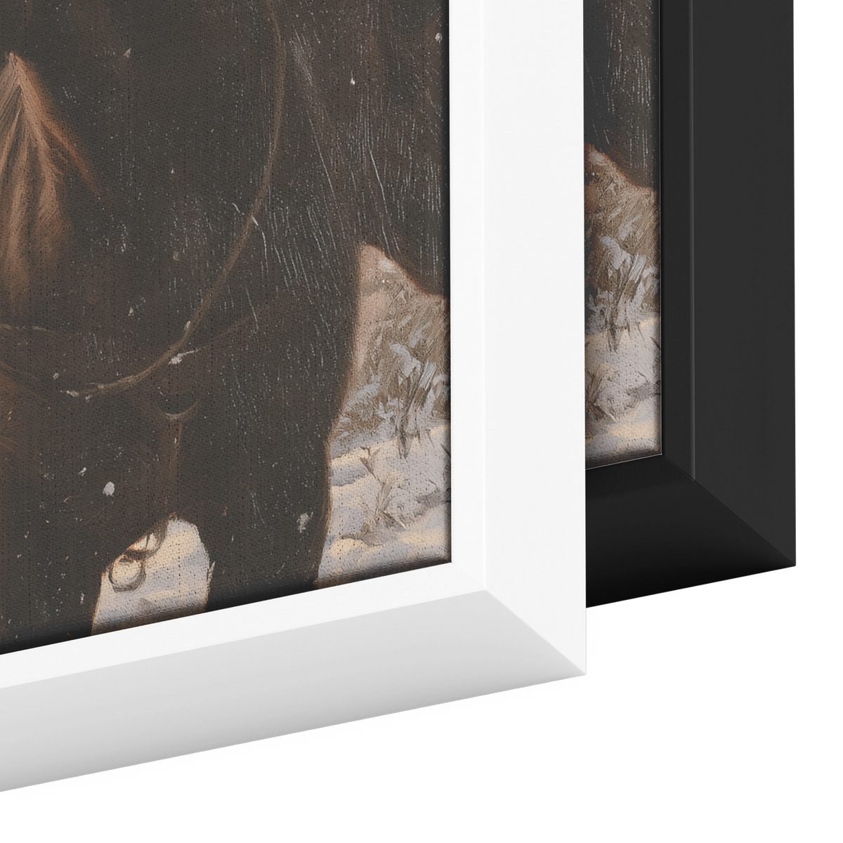 Western Santa packhorse canvas in both the black and the white frame option