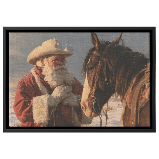 Western Santa Taking a Breather | Cowboy Santa Horse Canvas – Tailor ...