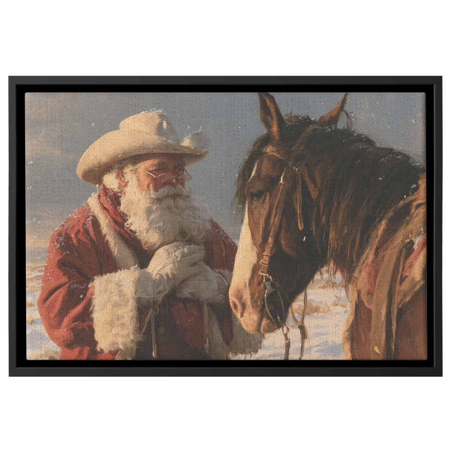 Western Santa Taking a Breather | Cowboy Santa Horse Canvas – Tailor ...