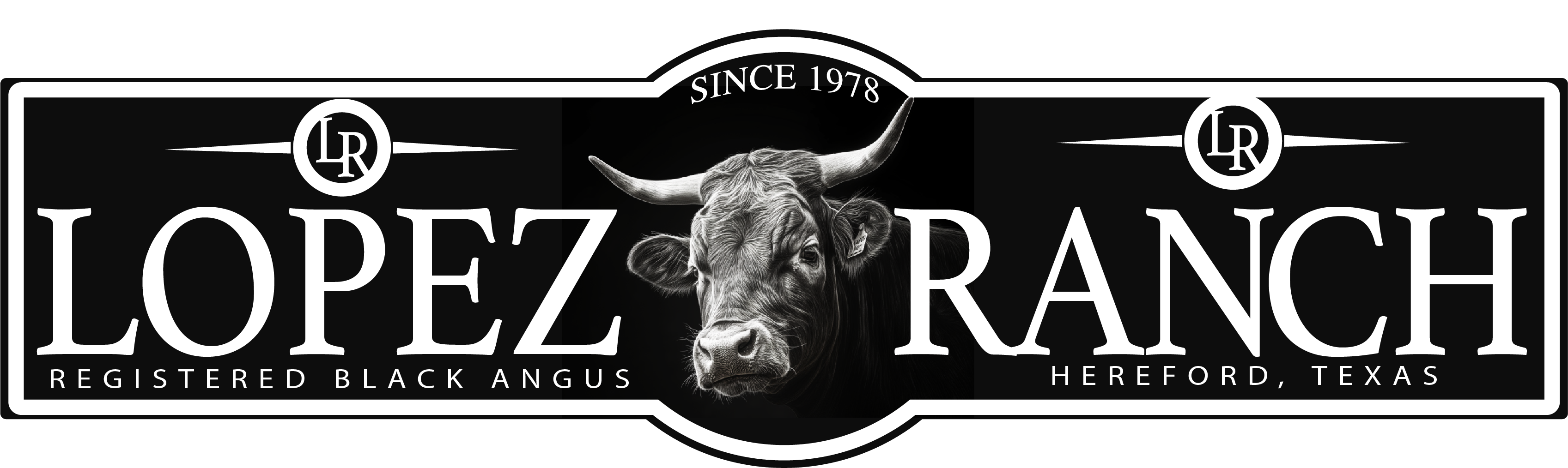 cattle ranch sign with bull head personalized on a metal black and white sign