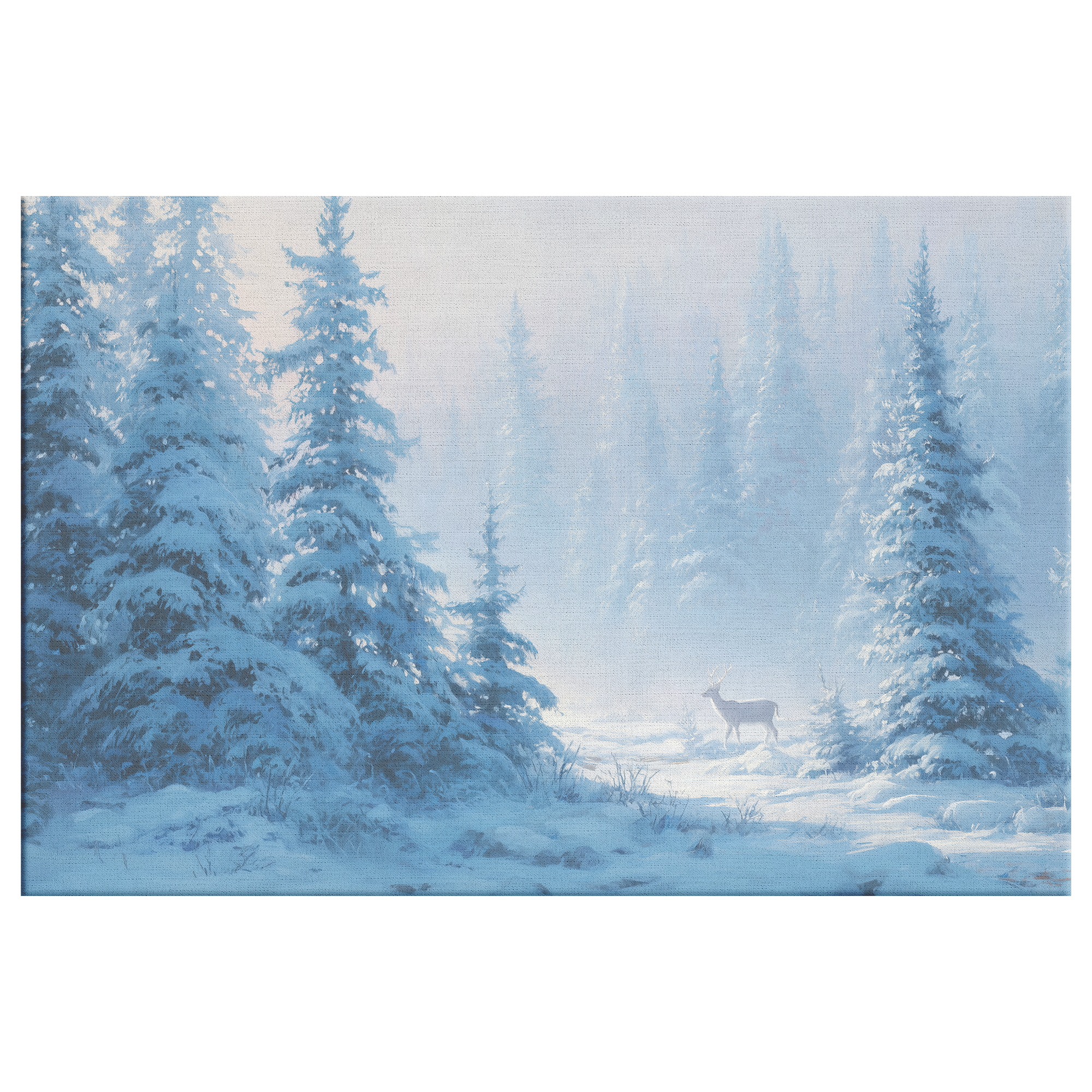 christmas wall art snowy pines with a deer