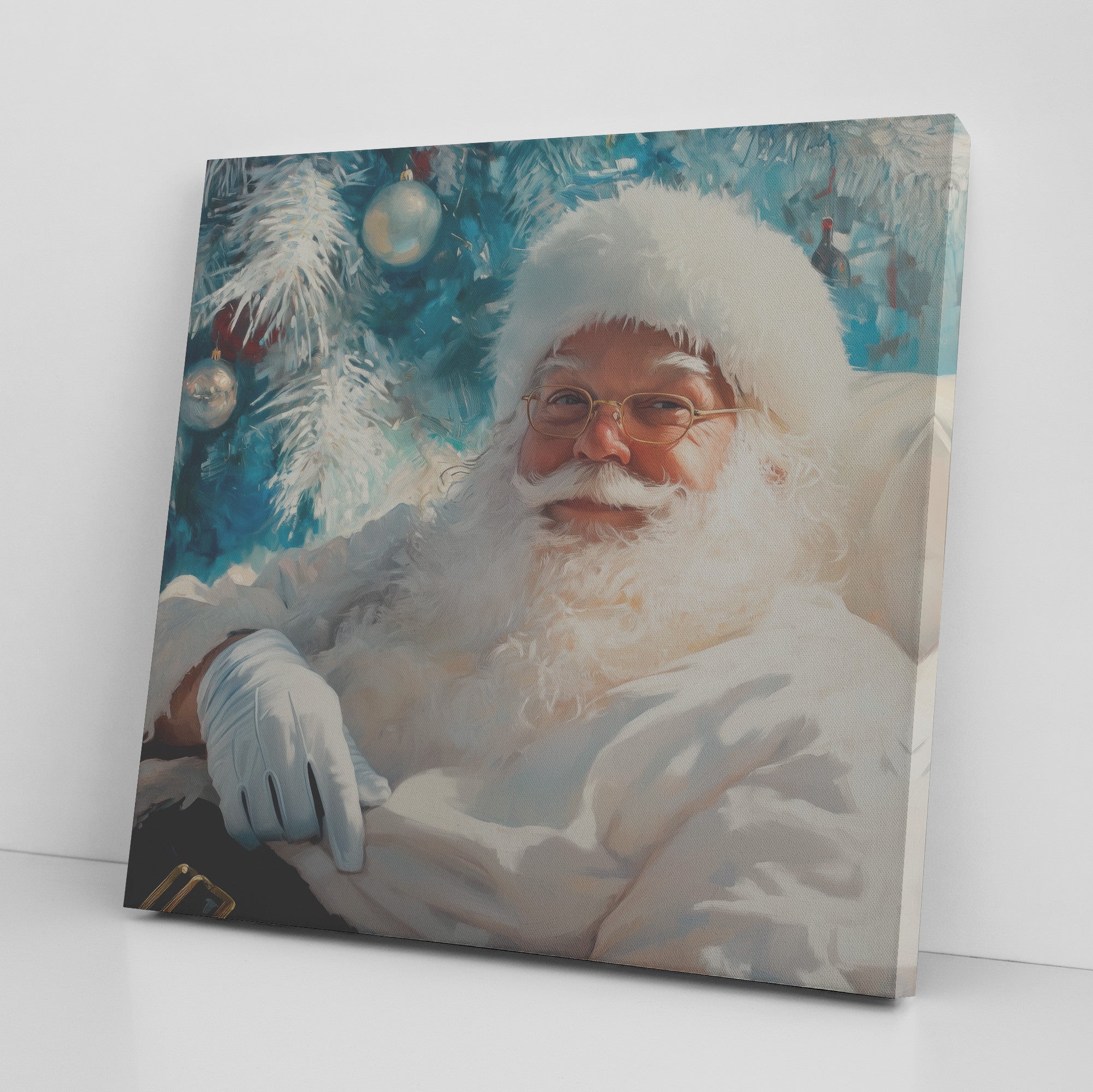 coastal santa art in coastal colors on canvas