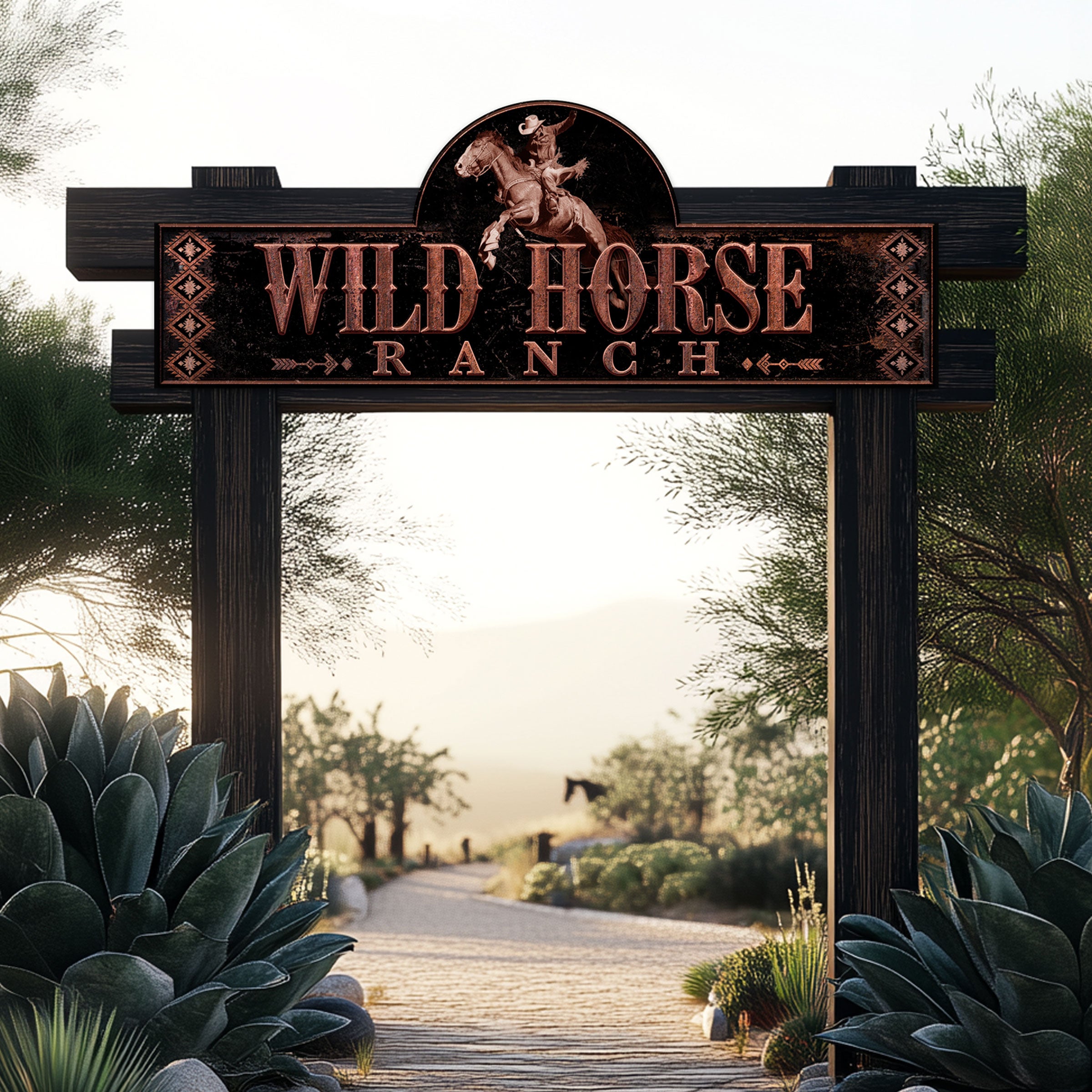 Custom farm sign metal horse ranch entrance.