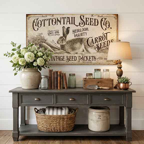 Cottontail Seed Co Easter Sign | Personalized Vintage Spring Farmhouse Sign