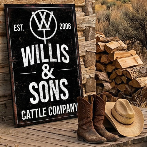 Custom family business and ranch sign in western style