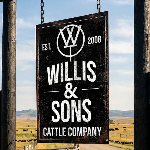 Custom entrance sign for farms in rustic western style