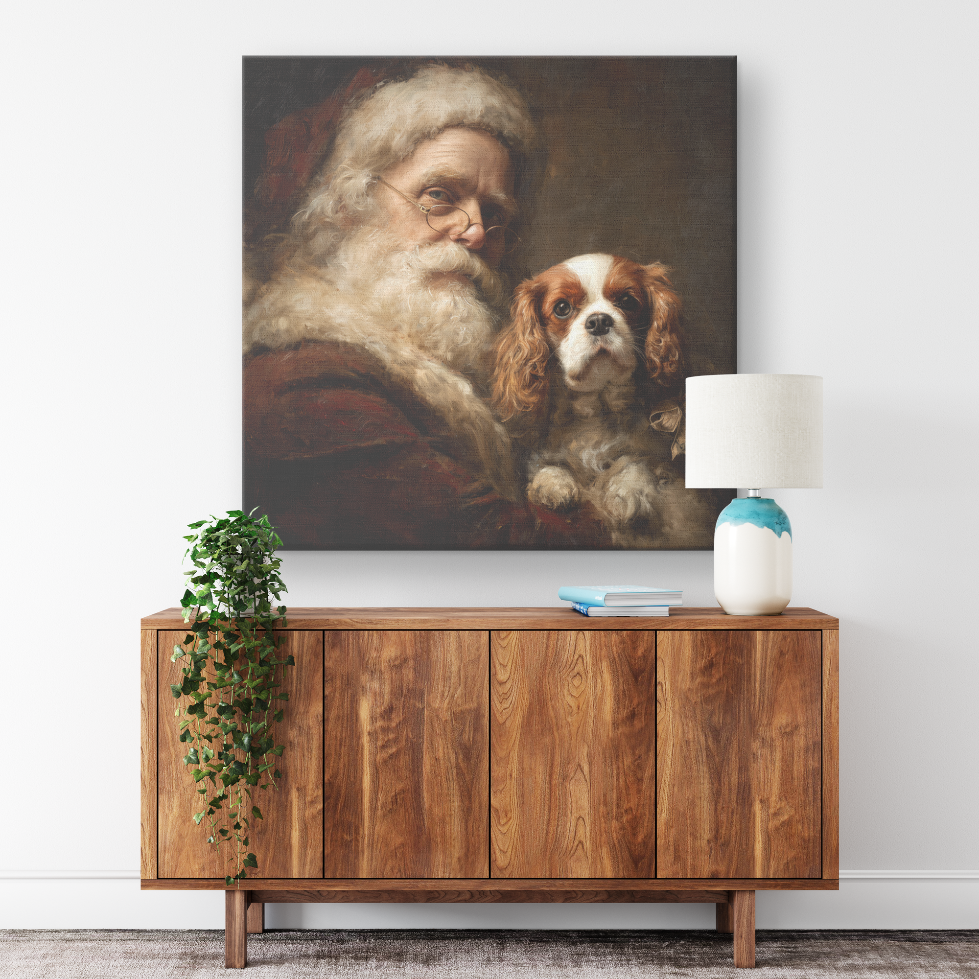 Heirloom Santa Pet Art: Cavalier King Charles Spaniel