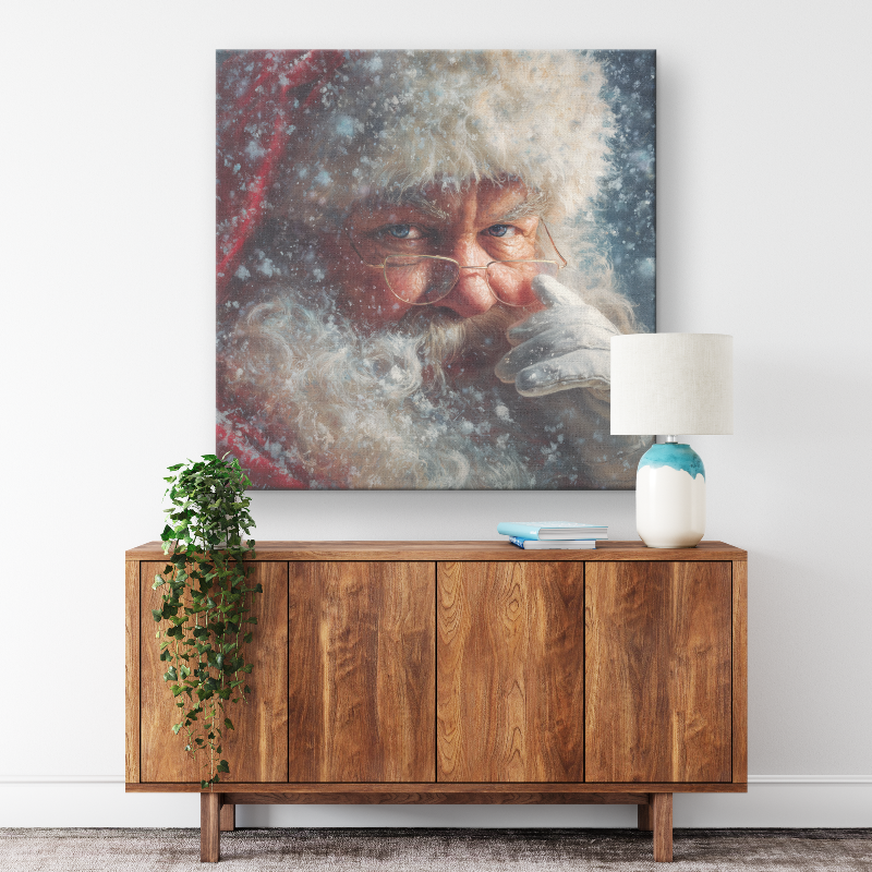 holiday wall decor of Santa Clause close up