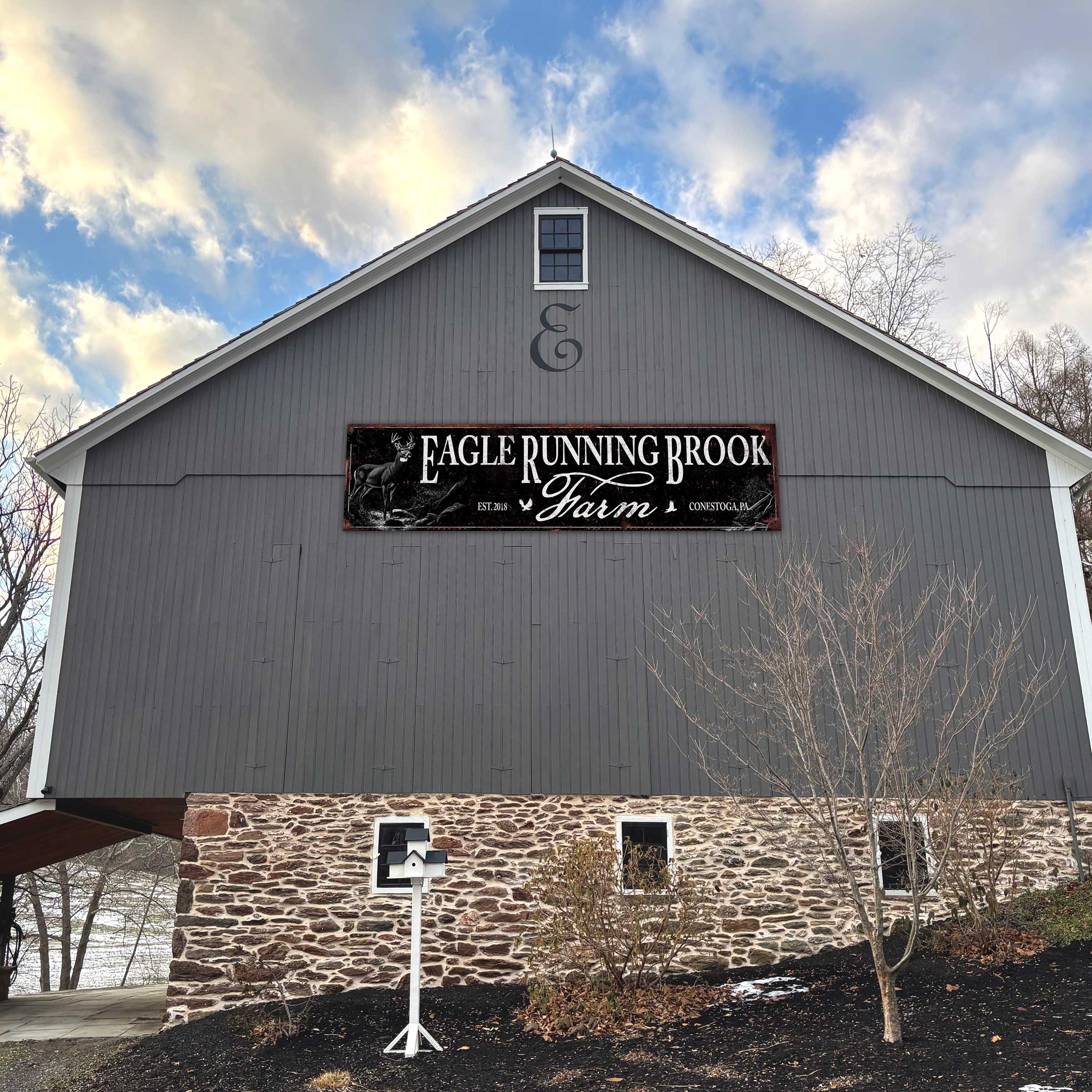 large metal sign for any barn in distress black and white texture by Tailor Made Room