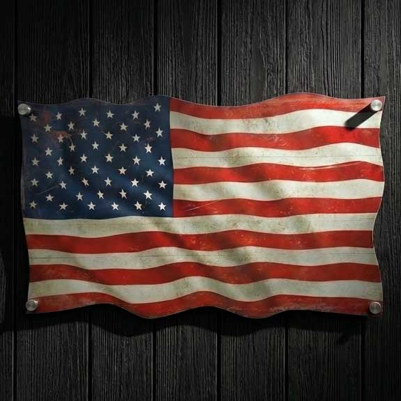 metal american flag American flag on a wooden background