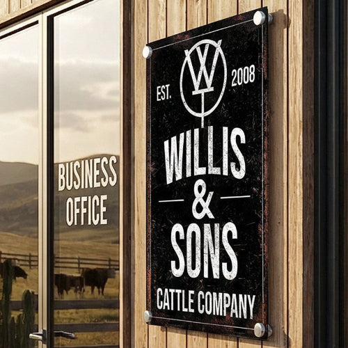 Metal custom business sign in rustic western style